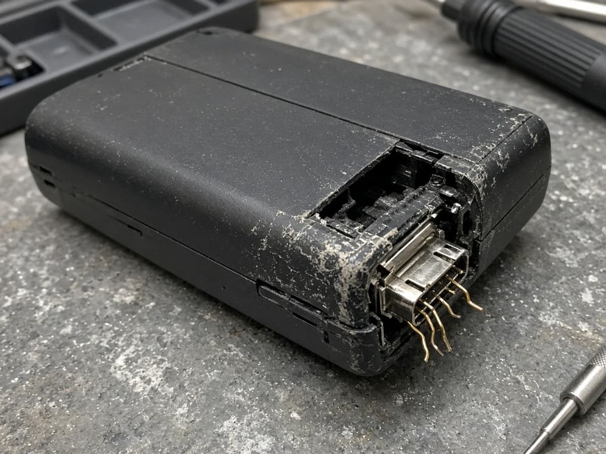 Game console with damaged HDMI port before repair
